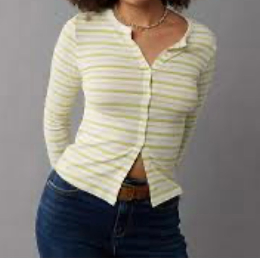 NWT Striped Long Sleeve Cardigan S AMERICAN EAGLE Preppy Coastal Spring Summer